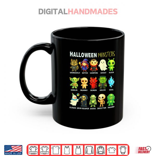 Mug Types of Halloween Monsters Educational Poster For Kids Cute Shirt digitalhandmades