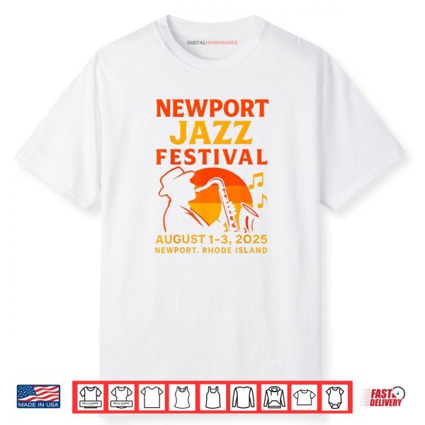 Newport Jazz Festival 2025 Sunset Saxophone Silhouette Shirt