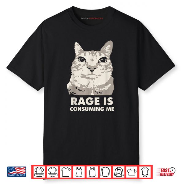 Rage Is Consuming Me Angry Cat Meme Sarcasm Funny Shirt