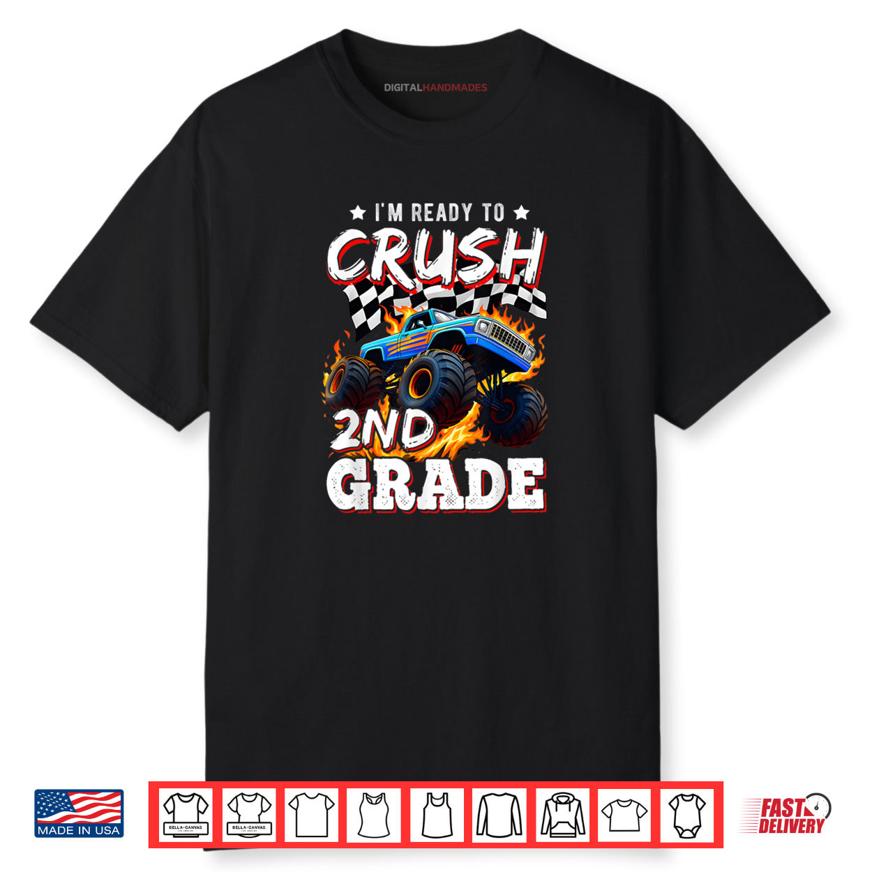 Ready To Crush 2nd Grade Monster Truck Boy Back to School Shirt Ready To Crush 2nd Grade Monster Truck Boy Back to School Shirt