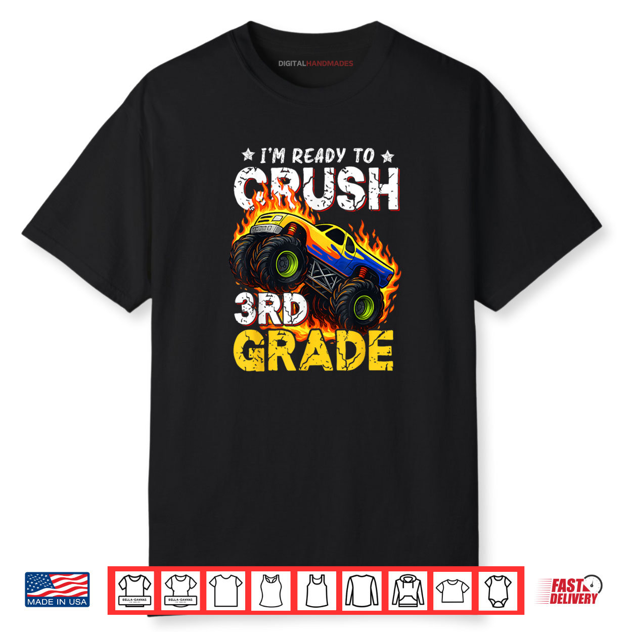 Ready To Crush 3rd Grade Monster Truck Boy Back to School Shirt Ready To Crush 3rd Grade Monster Truck Boy Back to School Shirt