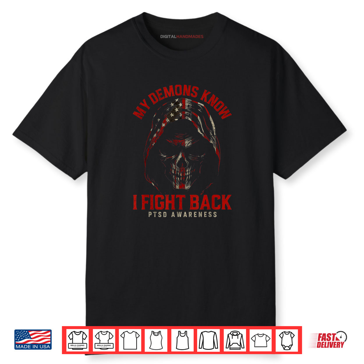 Reaper PTSD My Demons Know I Fight Mental Health Awareness Shirt