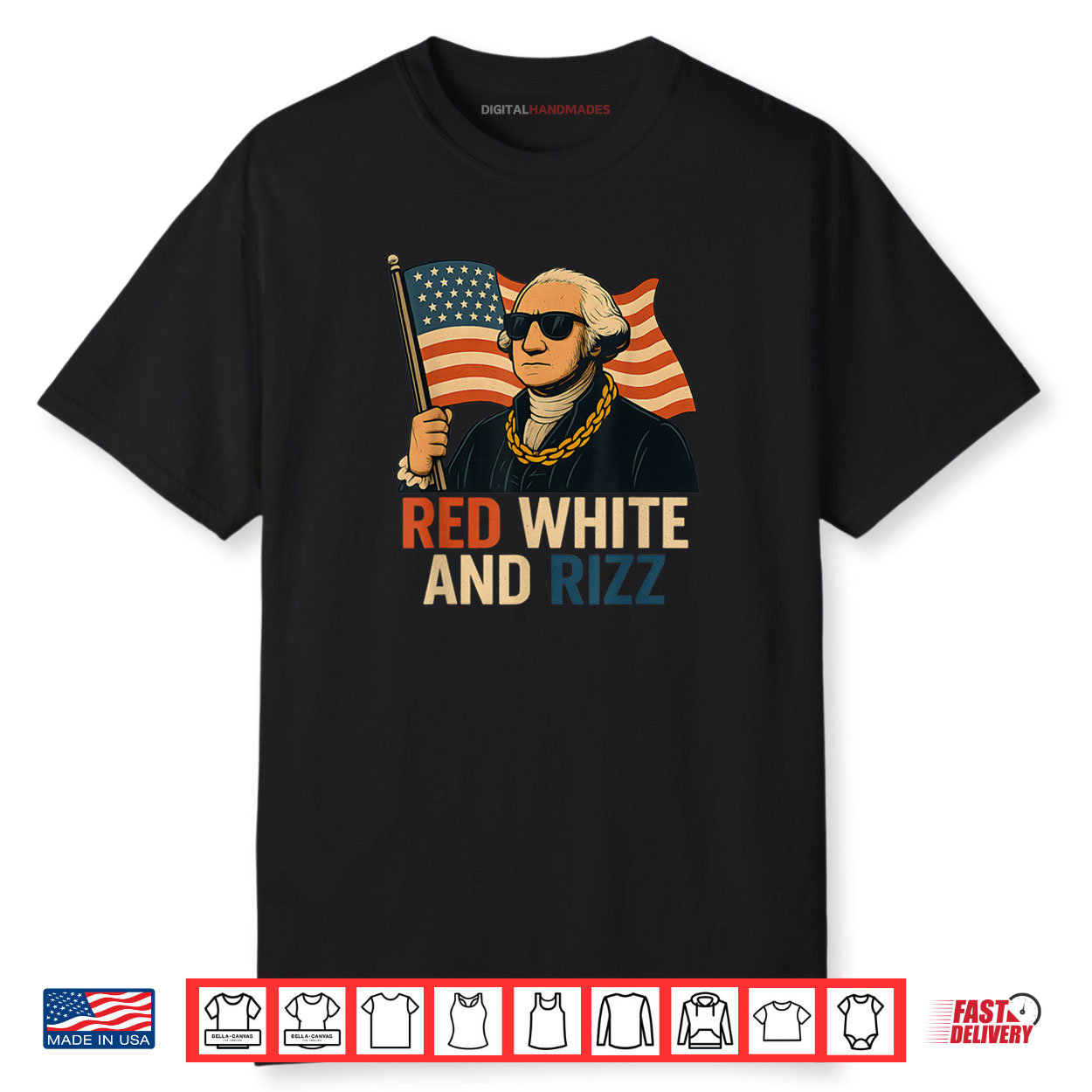Red White and Rizz Funny George Washington 4th of July Shirt
