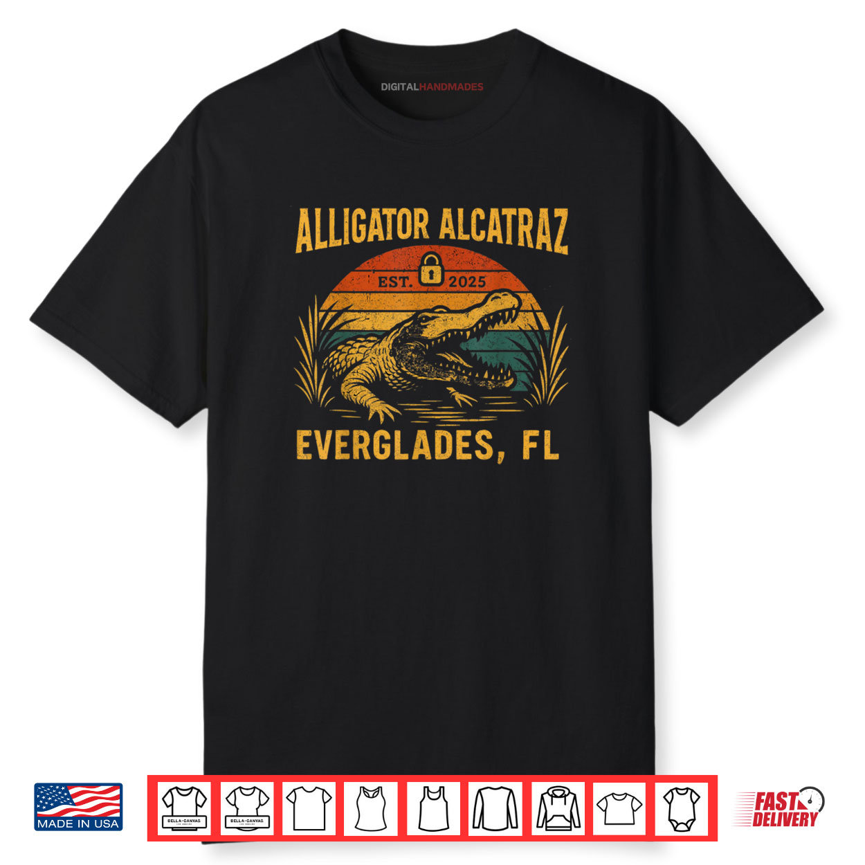 Retro Alligator Alcatraz Everglades Florida Shirt