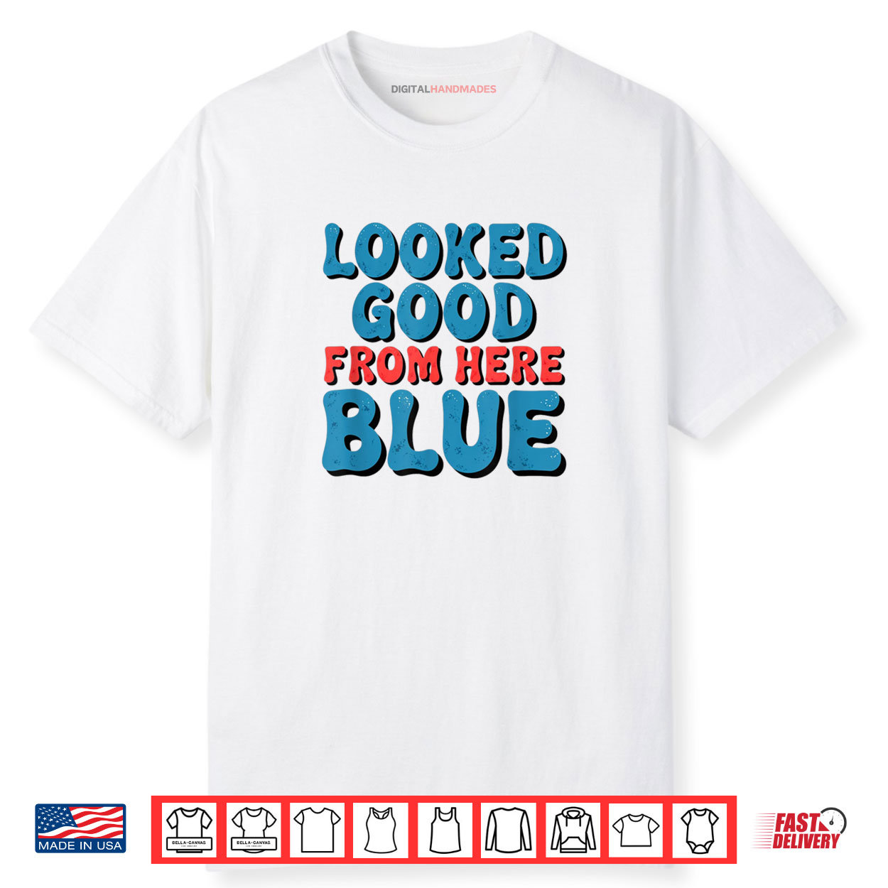 Retro Groovy Looked Good From Here Blue Funny Softball Shirt Retro Groovy Looked Good From Here Blue Funny Softball Shirt