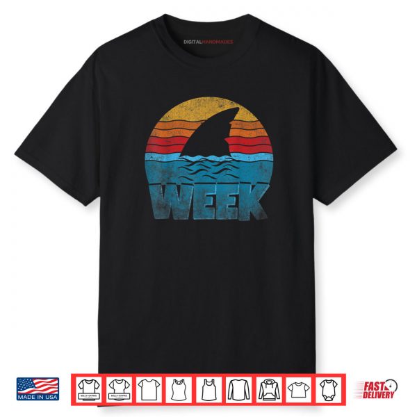Retro Shark Fin Week 2025 Shark Lover Ocean Wildlife Summer Shirt
