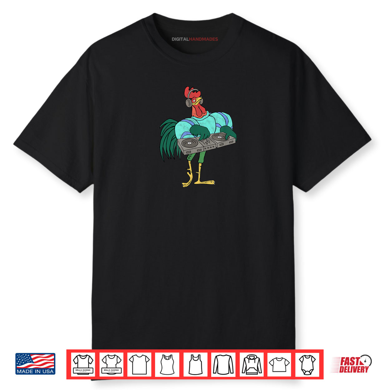 Rooster Cartoon Dj With Turntables Distressed Shirt Rooster Cartoon Dj With Turntables Distressed Shirt