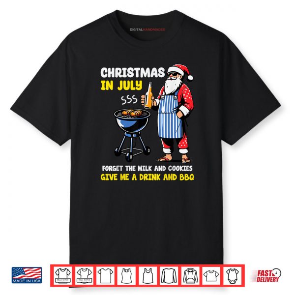 Santa BBQ Christmas in July Funny Cookout Summer Humor Shirt