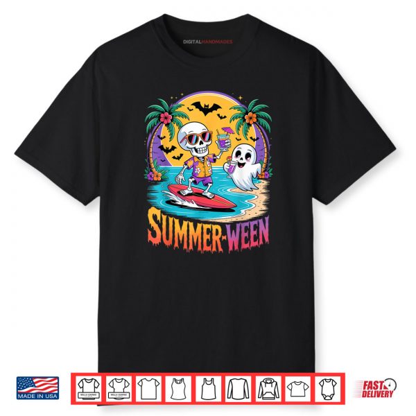 Skeleton Ghost Spooky Beach Holiday Summer Party Summerween Shirt