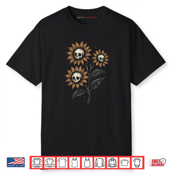 Skull Sunflowers Gothic Goth Creepy Cute Alt Grunge Y2K Shirt