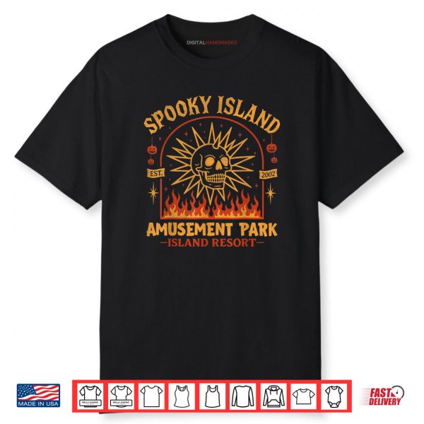 Spooky Island Est 2002 Amusement Park Skull Halloween Shirt