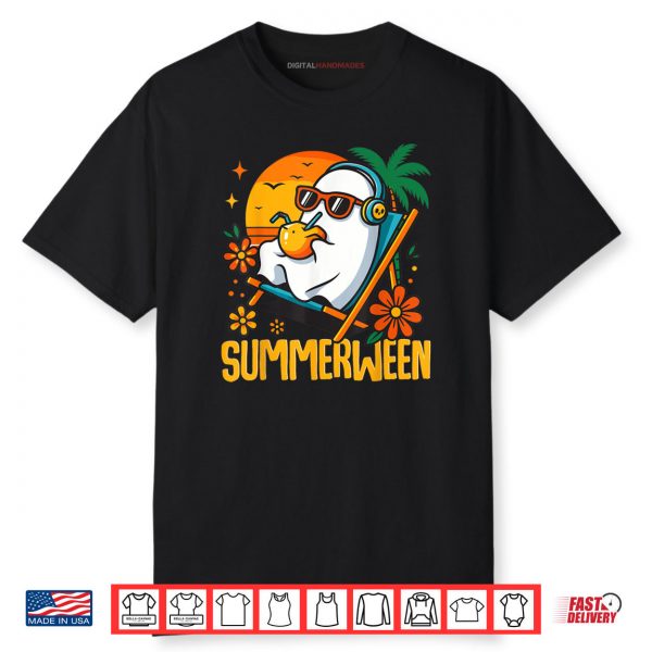 Summerween Funny Ghost Halloween Summer Beach Vibes Shirt