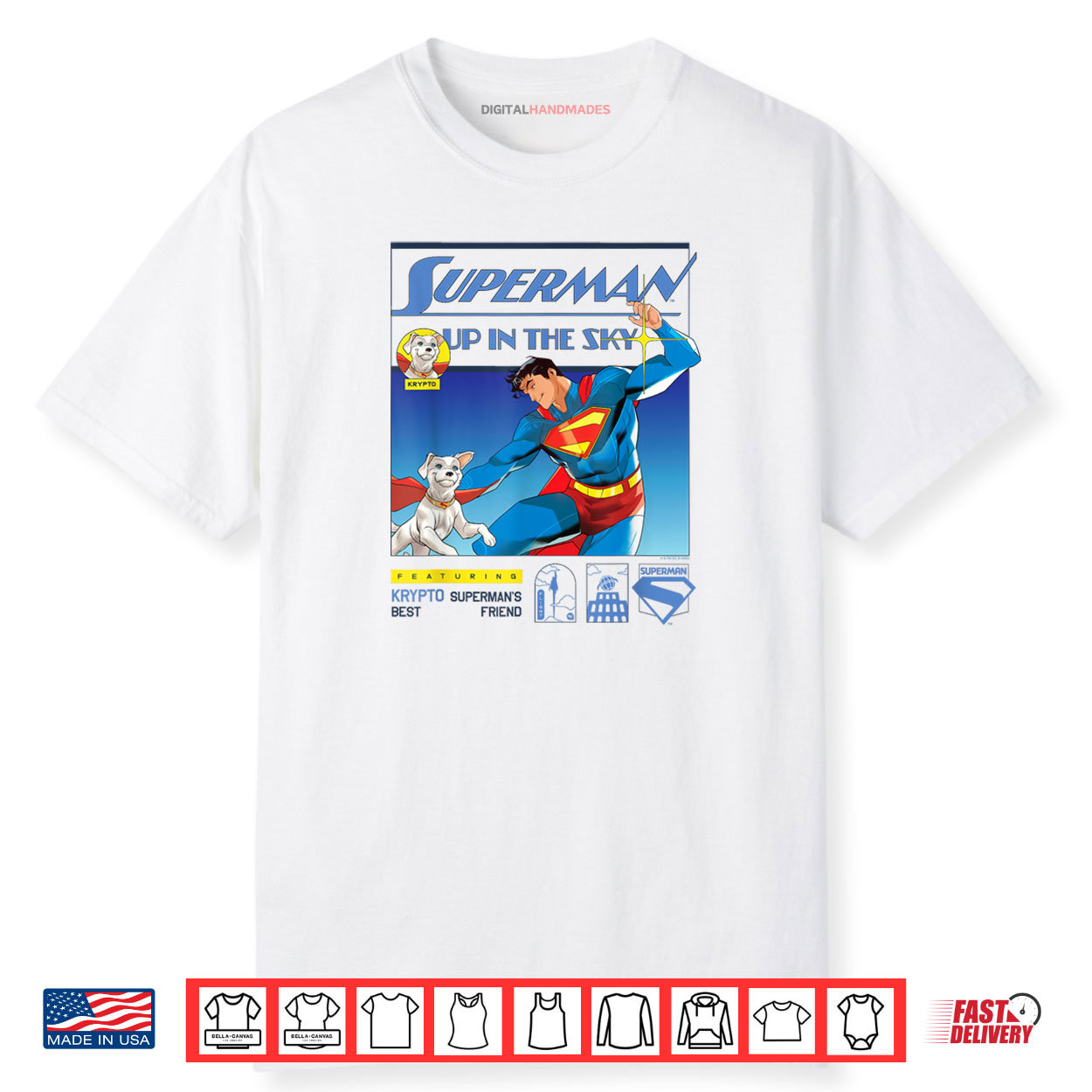 Superman (2025) Up In The Sky Featuring Krypto Poster Shirt