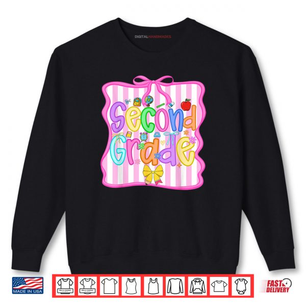 Sweatshirt Back To School Second Grade Girls Bow 2nd Grade Teacher Kids Shirt digitalhandmades