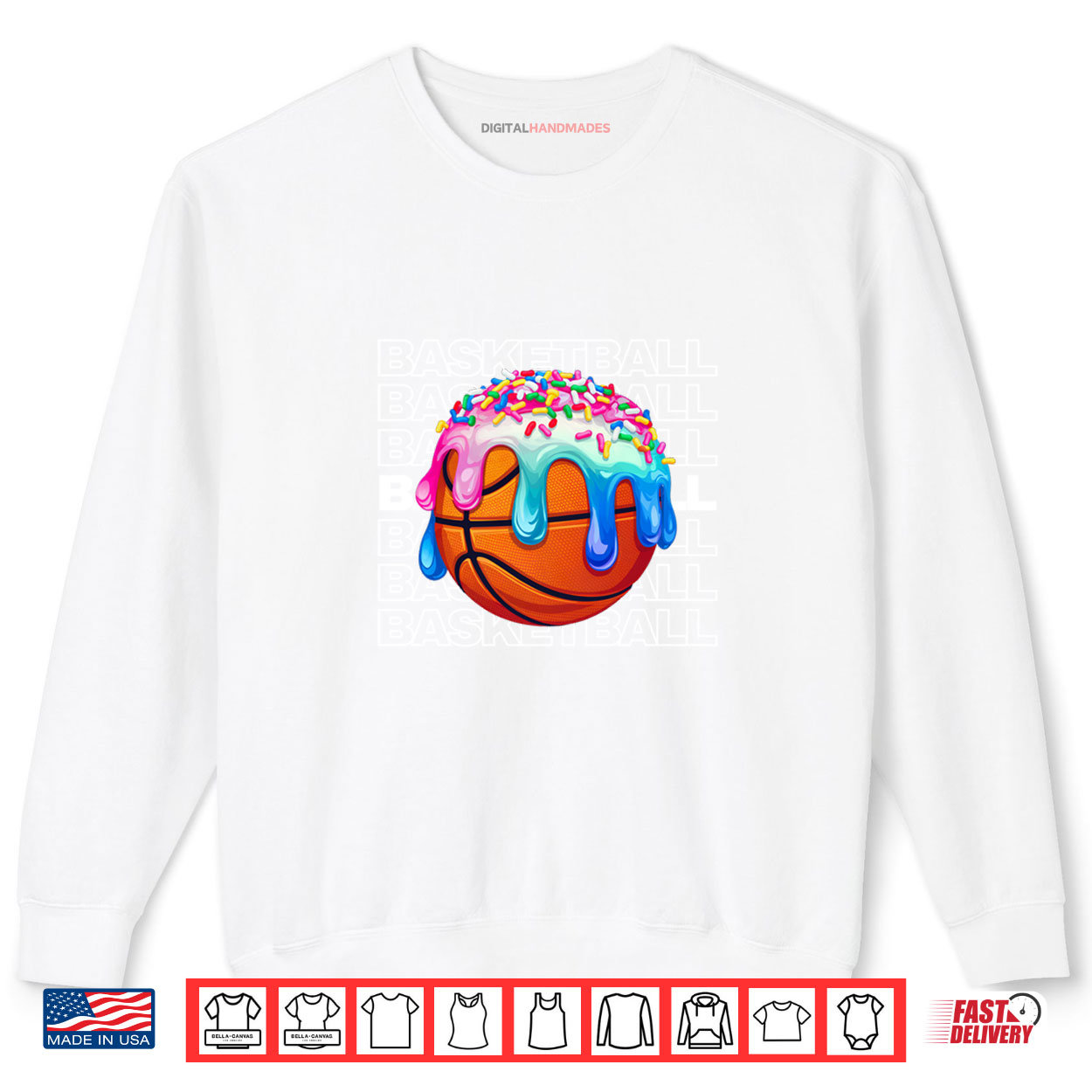 Basketball Boys Girls Sprinkles Basketball Ice Cream Drip Shirt Basketball Boys Girls Sprinkles Basketball Ice Cream Drip Shirt