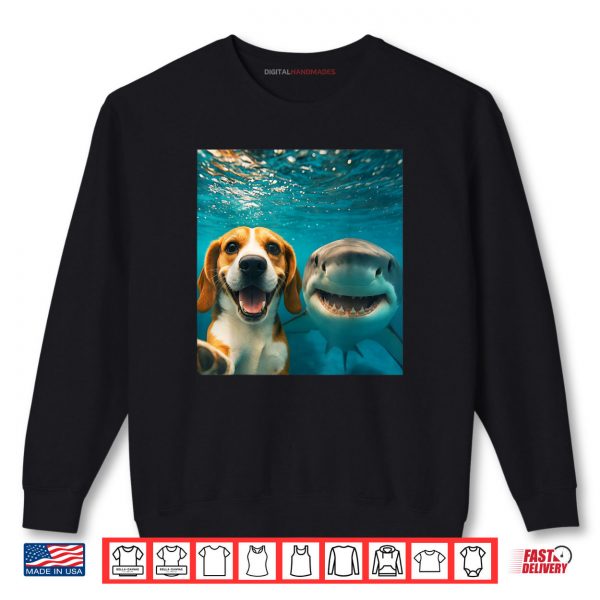 Sweatshirt Beagle Dog Selfie with Shark Ocean Lovers Shirt digitalhandmades