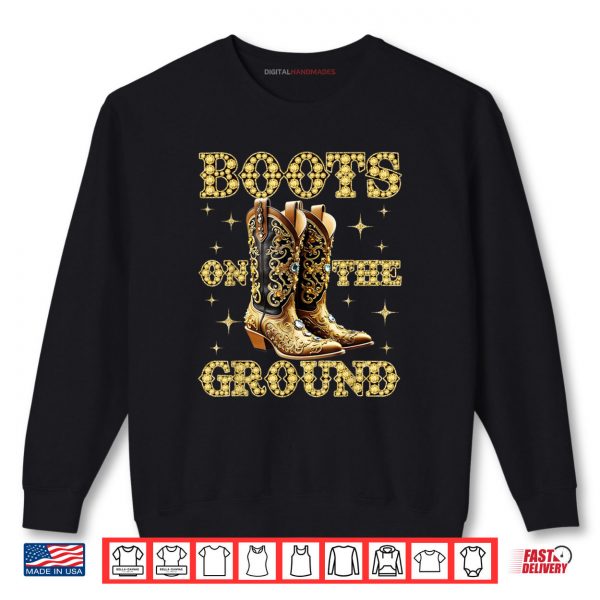 Sweatshirt Boots On The Ground Black Cowgirl Western Where Them Fans At Shirt digitalhandmades