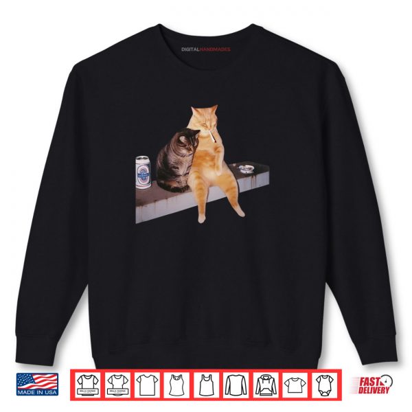Sweatshirt Cat Meme Cat Smoking Cigarette Shirt digitalhandmades