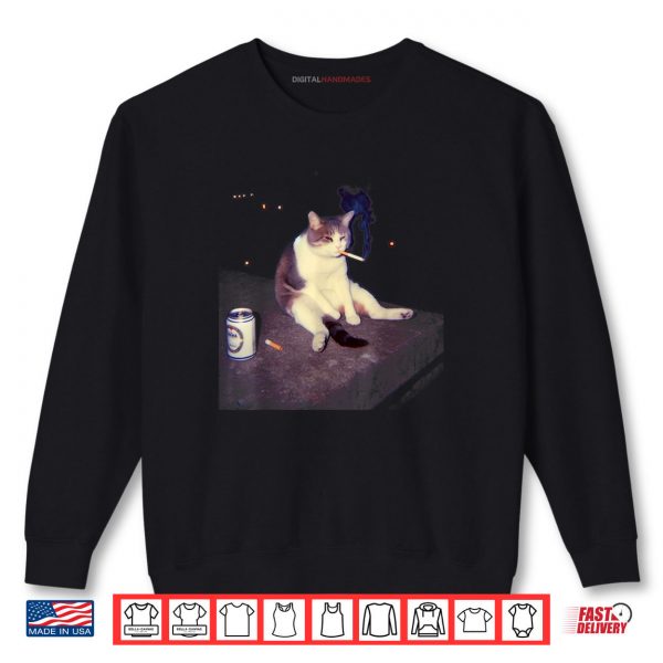 Sweatshirt Cigarette Kitten Funny Smoking Cat Meme Stupid Brainrot Shirt digitalhandmades.com