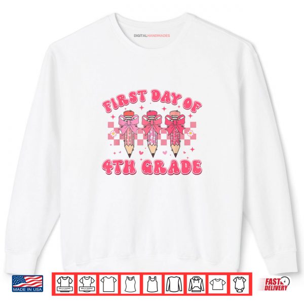 Sweatshirt First Day Of 4th Grade Coquette Back To School Girls Kids Shirt digitalhandmades