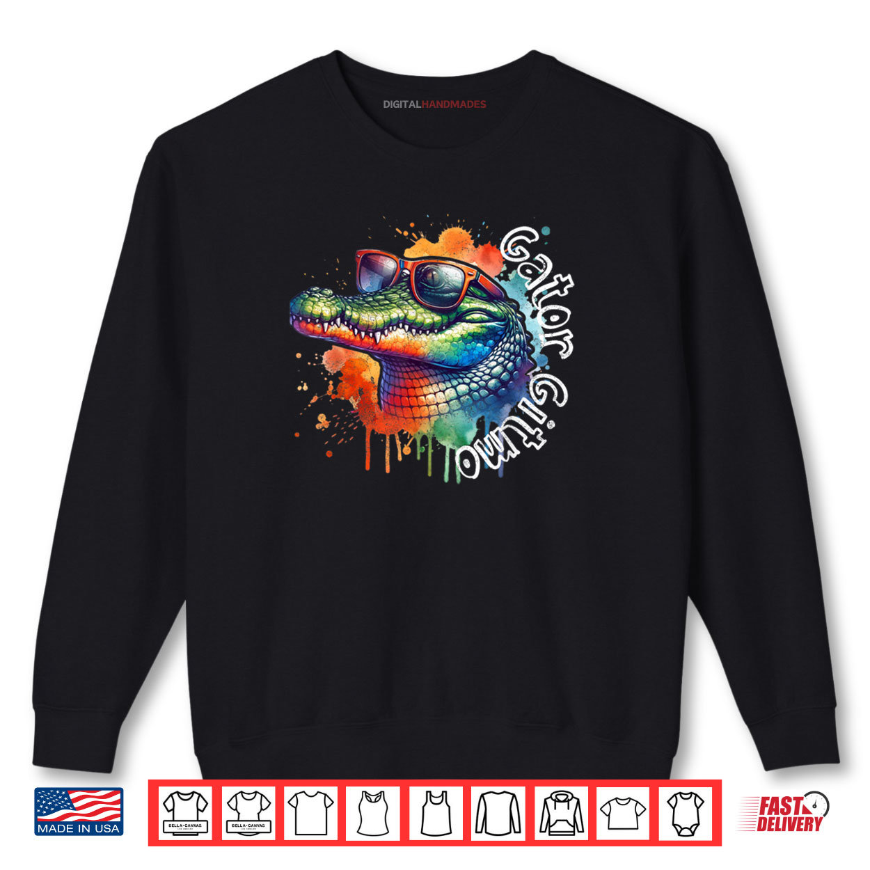 Gator Gitmo Alligator Sunglasses Watercolor Shirt Gator Gitmo Alligator Sunglasses Watercolor Shirt