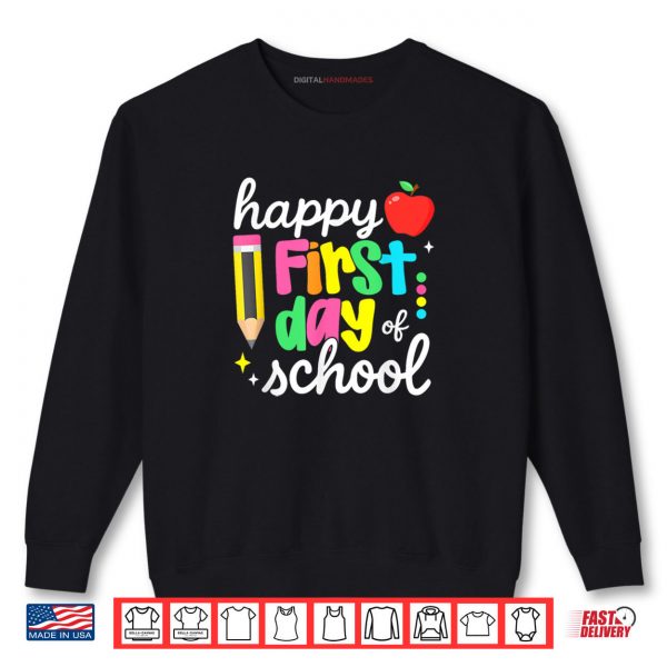 Happy First Day Of School Coquette Bow Teachers Shirt 1 Sweatshirt Happy First Day Of School Coquette Bow Teachers Shirt digitalhandmades