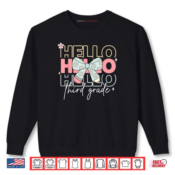 Sweatshirt Hello 3rd Grade Teacher Coquette Bow Back To School Girls Shirt digitalhandmades