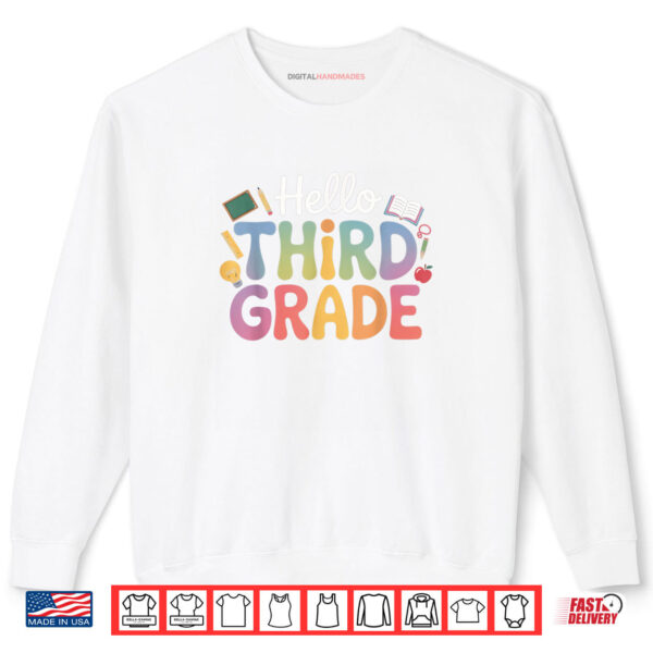 Sweatshirt Hello Third Grade Back To School Leopard Shirt digitalhandmades.com