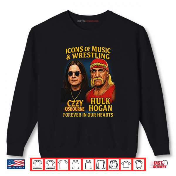 Sweatshirt Icons Of Music And Wrestling Ozzy Osbourne And Hulk Hogan Shirt