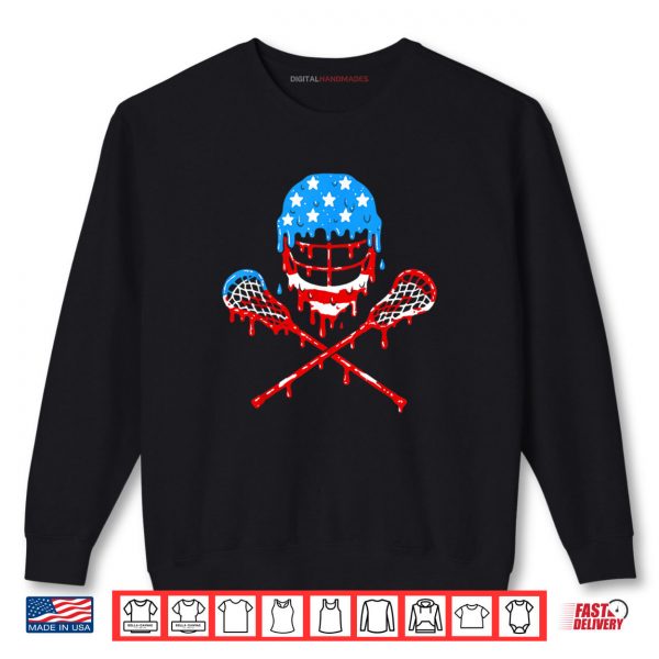 Sweatshirt Lacrosse Ice Cream Helmet Lax Sticks Patriotic American Flag Shirt digitalhandmades.com