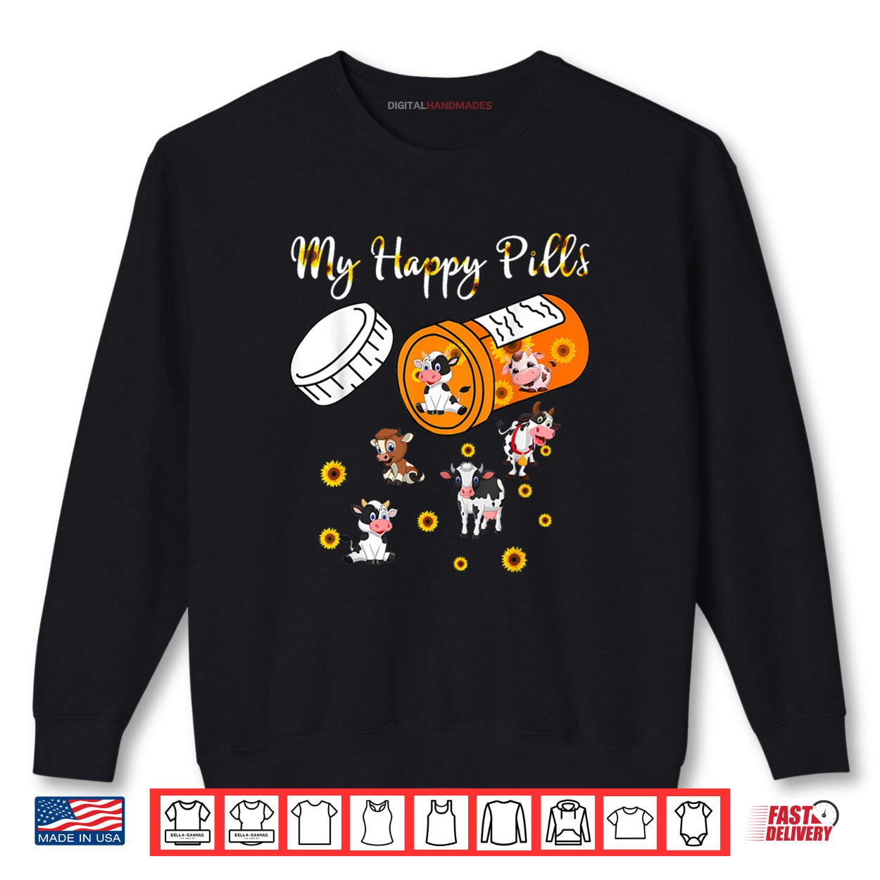 My Happy Pills Cows Cute Cow and Sunflower Cow Lover Funny Shirt My Happy Pills Cows Cute Cow and Sunflower Cow Lover Funny Shirt