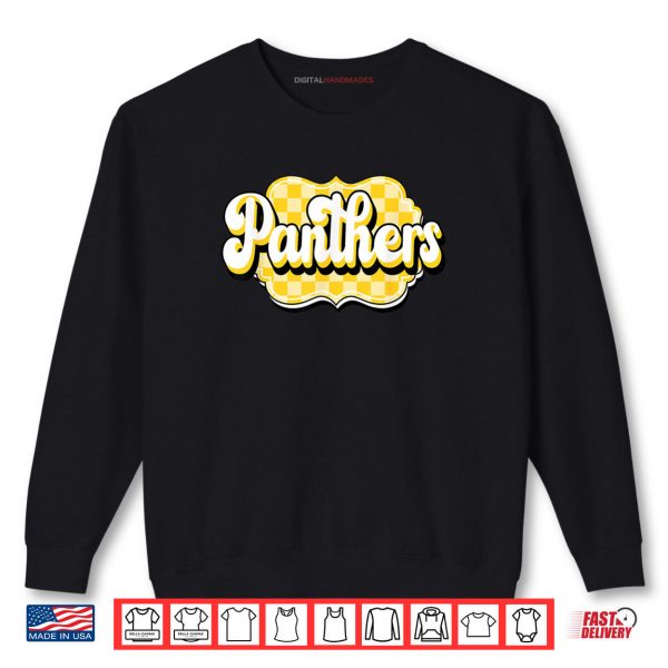 Sweatshirt Panthers Checkered Print School Spirit Yellow Panthers Shirt digitalhandmades