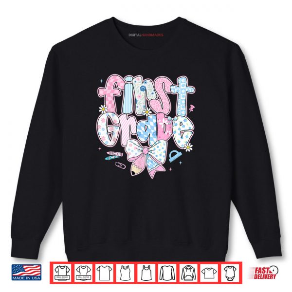 Sweatshirt Preppy First Grade Back To School Coquette Bow Shirt digitalhandmades