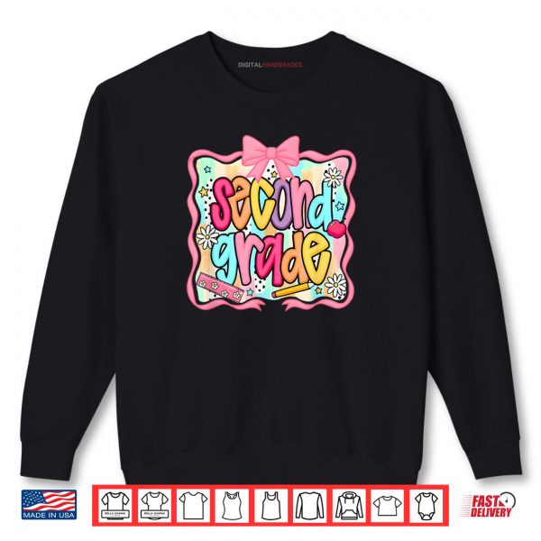 Sweatshirt Preppy Second Grade Coquette Bow Back To School Teachers Kid Shirt digitalhandmades