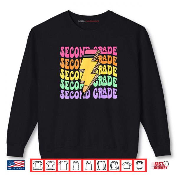 Sweatshirt Retro 2nd Grade Lightning Bolt Pencil Teacher Student Shirt