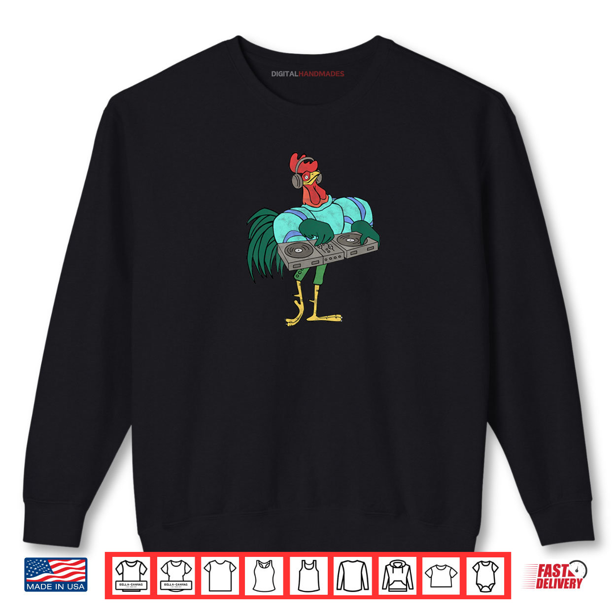 Rooster Cartoon Dj With Turntables Distressed Shirt Rooster Cartoon Dj With Turntables Distressed Shirt
