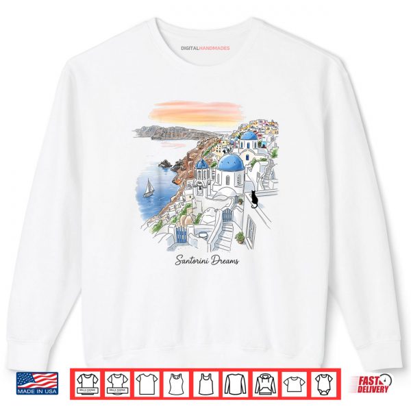 Santorini Greece Sunset Dreamscape Illustration Shirt 1 Sweatshirt Santorini Greece Sunset Dreamscape Illustration Shirt digitalhandmades