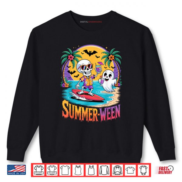 Sweatshirt Skeleton Ghost Spooky Beach Holiday Summer Party Summerween Shirt digitalhandmades