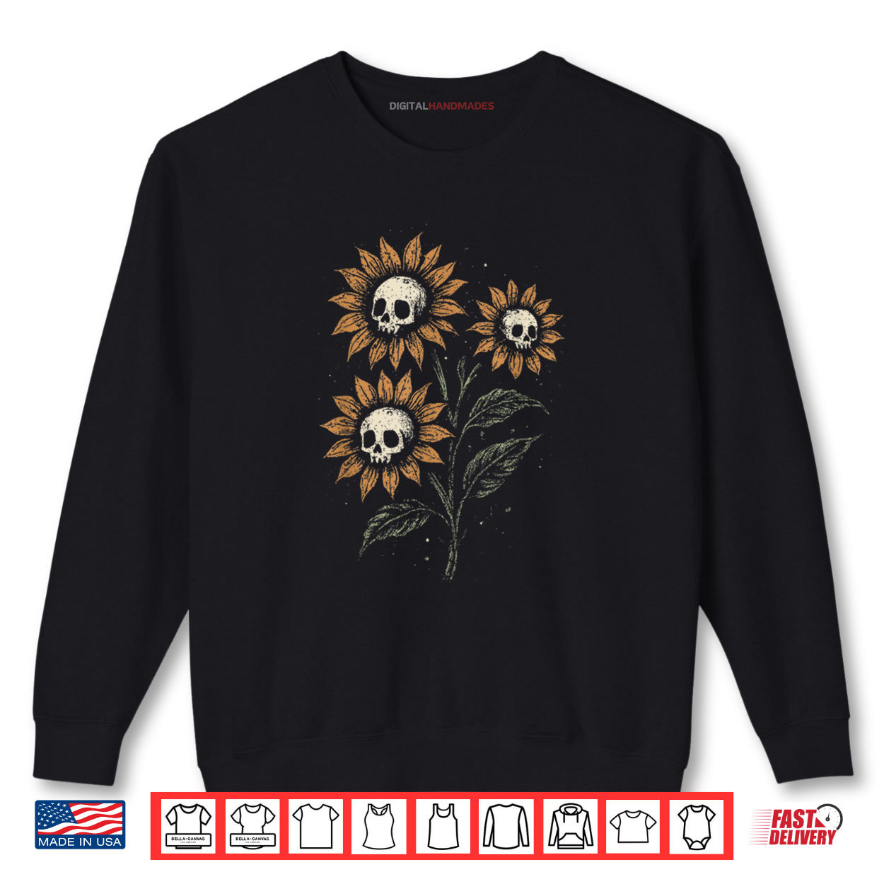 Skull Sunflowers Gothic Goth Creepy Cute Alt Grunge Y2K Shirt Skull Sunflowers Gothic Goth Creepy Cute Alt Grunge Y2K Shirt