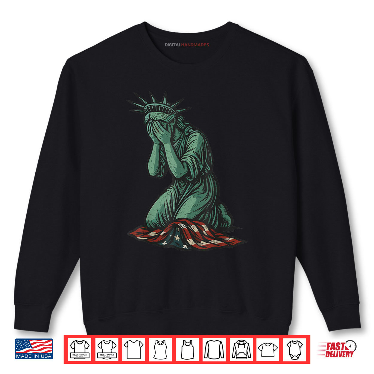 Sorrowful Statue of Liberty Crying Silent Protest US Flag Shirt Sorrowful Statue of Liberty Crying Silent Protest US Flag Shirt