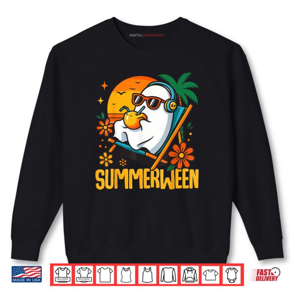 Sweatshirt Summerween Funny Ghost Halloween Summer Beach Vibes Shirt digitalhandmades