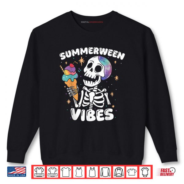 Sweatshirt Summerween Vibes Skeleton Ice Cream Art Summer Halloween Fun Shirt digitalhandmades