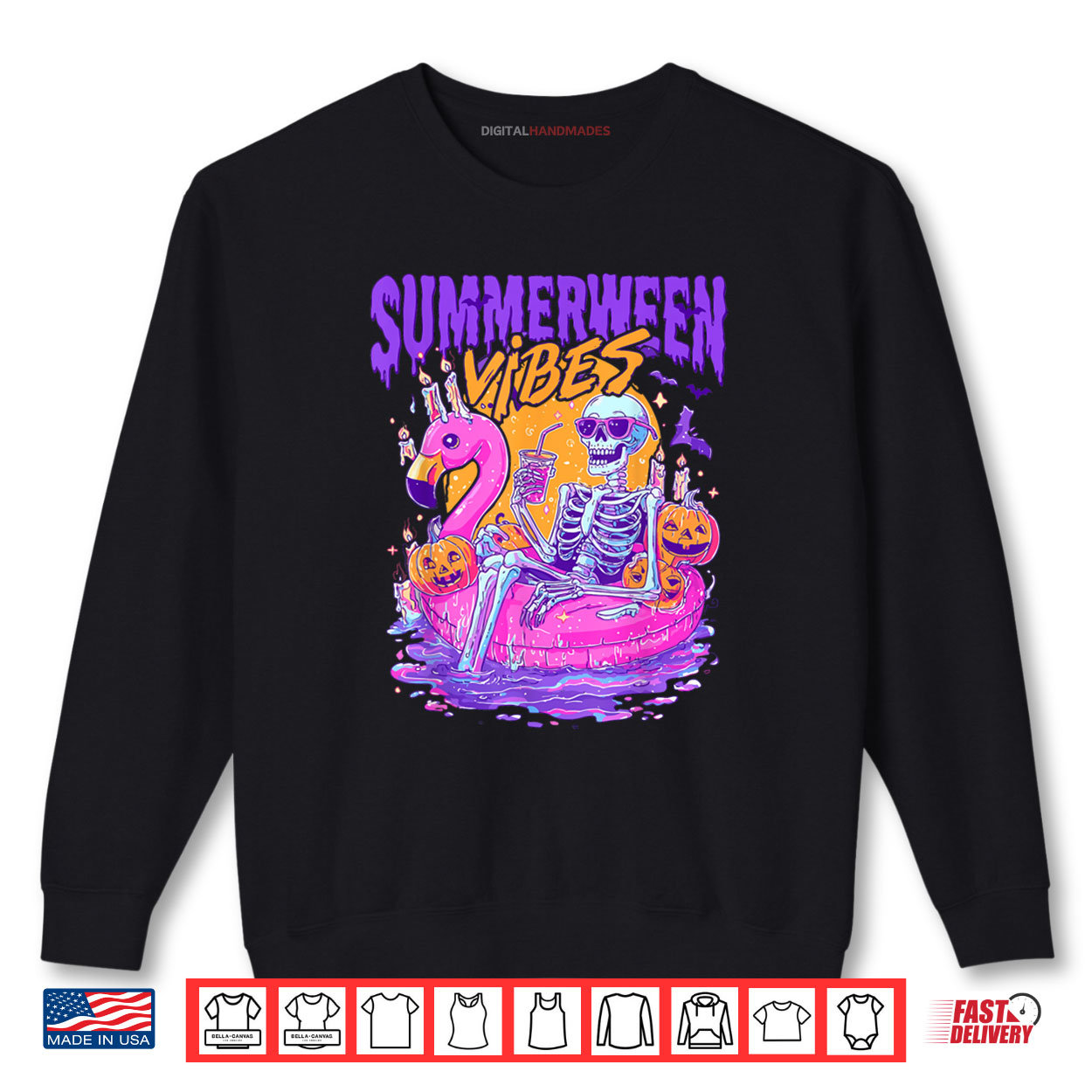 Summerween Vibes Spooky Skeleton Flamingo Pool Halloween Shirt Summerween Vibes Spooky Skeleton Flamingo Pool Halloween Shirt