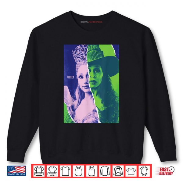Sweatshirt Wicked For Good Glinda and Elphaba Split Portrait Shirt