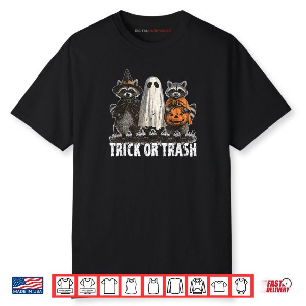 Trick Or Trash Raccoon Halloween Funny Creepy Shirt