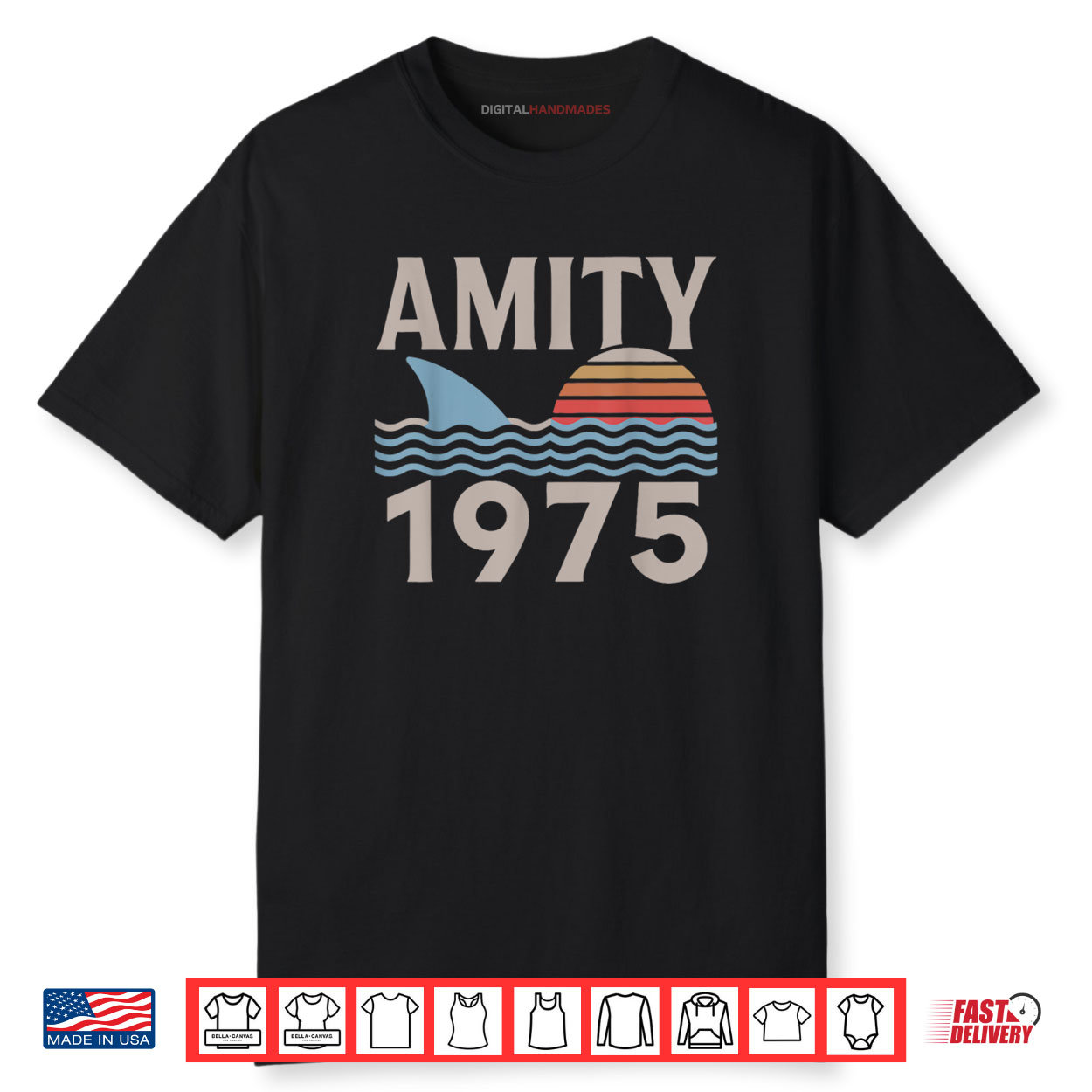Vintage Amity 1975 Sunset Retro Sailboat Sunrise Summer Shirt