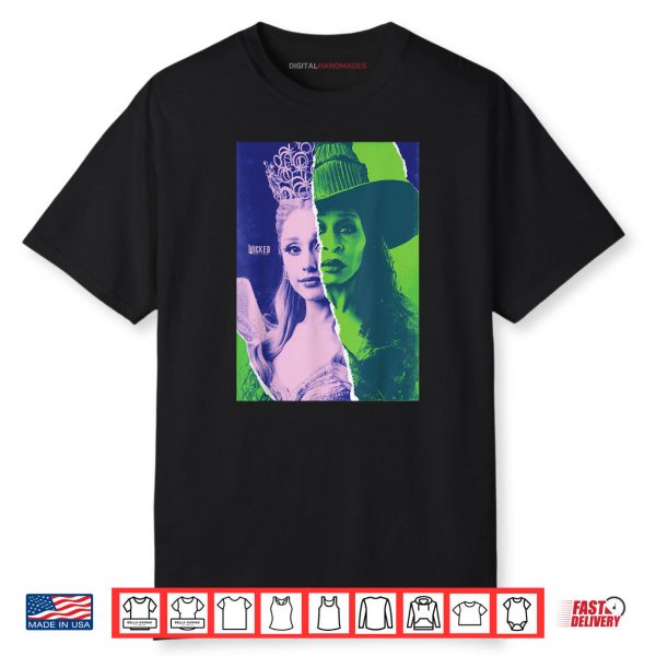 Wicked For Good Glinda and Elphaba Split Portrait Shirt