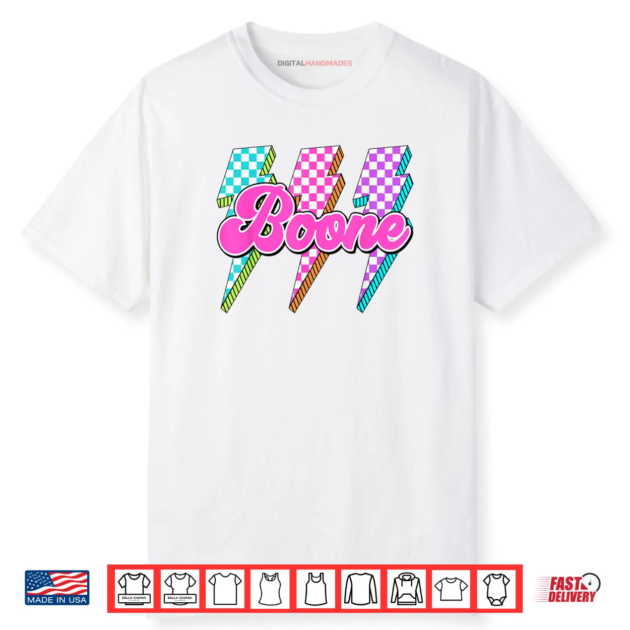 Boone Lightning Bolt Checkered I Love Boone 80’s Vintage Shirt Boone Lightning Bolt Checkered I Love Boone 80’s Vintage Shirt