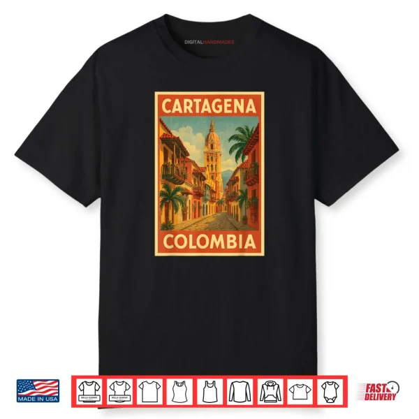 Cartagena Colombia Vintage Travel Poster Shirt