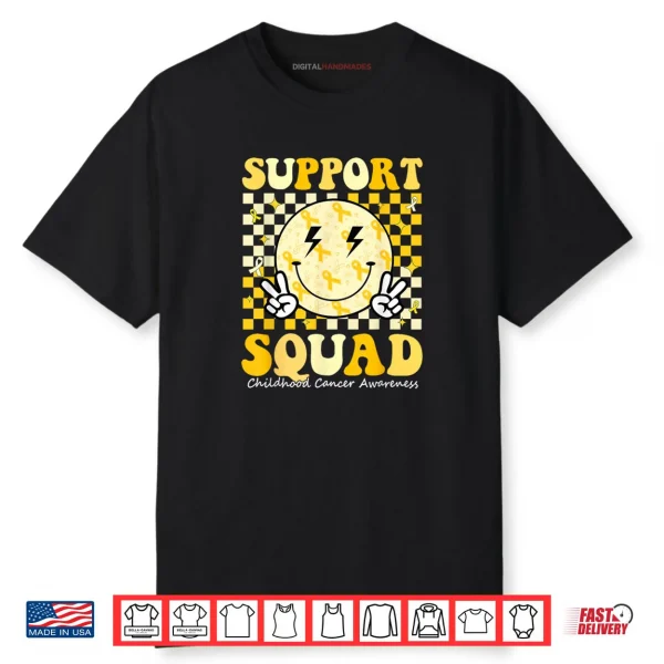 Childhood Cancer Awareness Support Squad Gold Ribbon Shirt